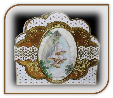Snowbells Gold Anglaise Scallop 3D Decoupage Card Kit by Rae Trees