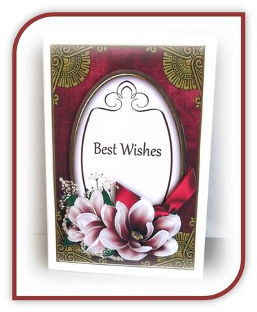 Red Magnolia Best Wishes Oval 7x5in Step by Step by Rae Trees