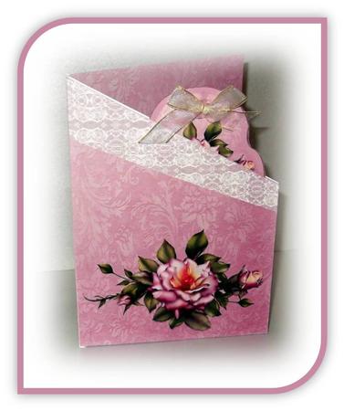 Pink Rose V Shaped Card by Rae Trees