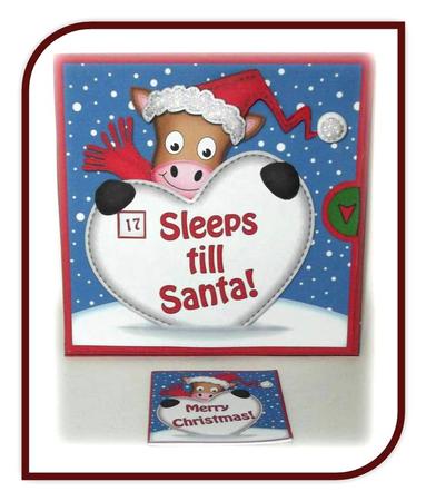 3D Xmas Horse Sleeps Till Santa Countdown Moveable Card by Rae Trees