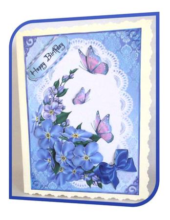 Blue Spray of Flowers with Butterflies by Rae Trees