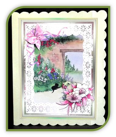 Cat in the Cottage Garden Watercolour Decoupage by Rae Trees