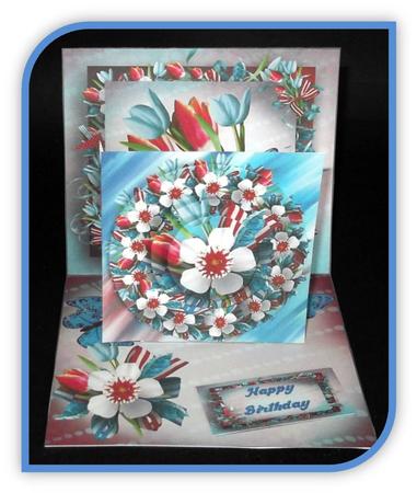 Patriotic Floral Stand-up Element Easel Card by Rae Trees