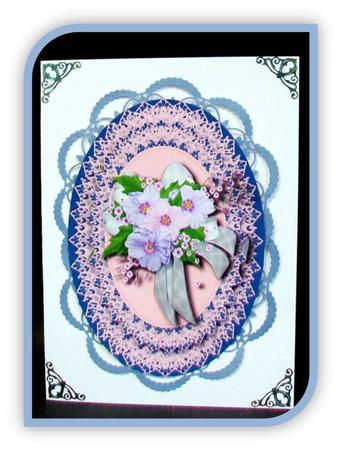 Bouquet and Lace Oval Topper & Decoupage by Rae Trees