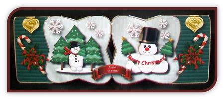 Playful Snowmen Aperture Card by Rae Trees