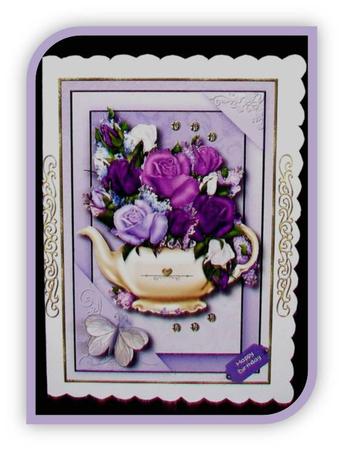 Teapot Bouquet Card Topper 1 by Rae Trees