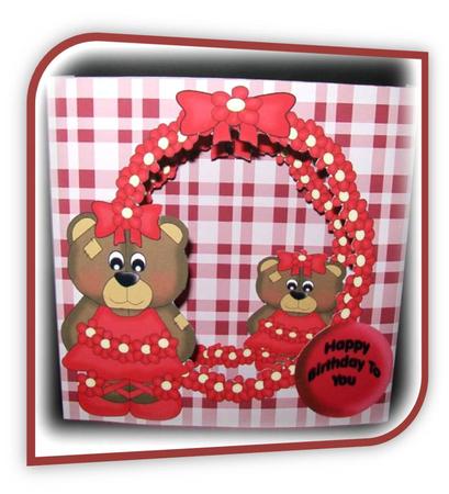 Red Birthday Bear - Diorama 3D Card by Rae Trees