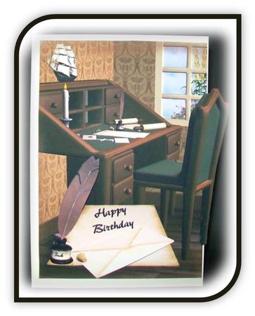 Vintage Desk Birthday Card Topper by Rae Trees