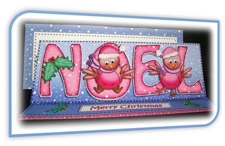 Large Dl Christmas Noel Robins Easel Card Kit by Rae Trees