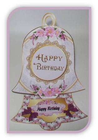 Pink Flowers and Lace Happy Birthday- Bell Easel Kit by Rae Trees