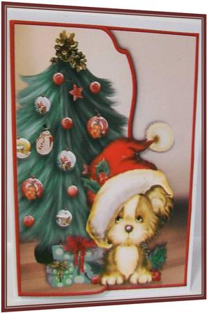 Christmas Pup Fancy Edge Envelope Card by Rae Trees
