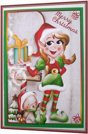 Christmas Elf Fancy Edge Faux Envelope Card by Rae Trees