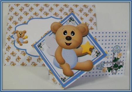 Twist Turn Card - Blue Teddy by Rae Trees
