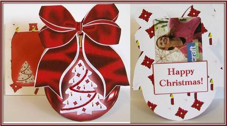 Bauble-shape Gift Card Kit - Red&white Steampunk by Rae Trees