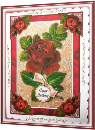 Rich Red Roses - Four Corner Bookmark Card by Rae Trees