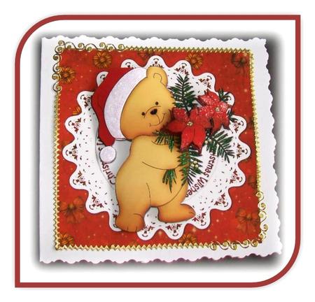 Poinsettia Bear Decoupage by Rae Trees