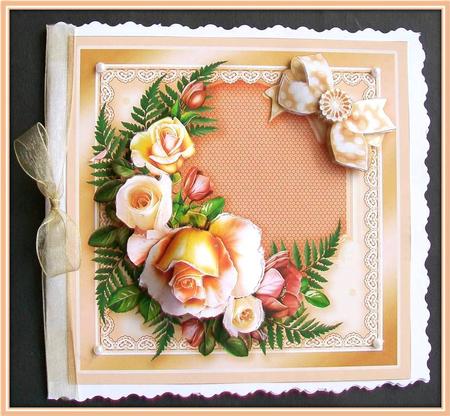 Peach and Gold Roses 8in x 8in Decoupage Kit by Rae Trees