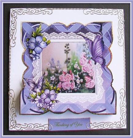 Country Flowers Card Topper and Scallops by Rae Trees