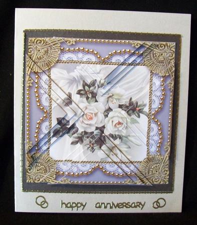 White Roses Vintage Lace Mini 4in Triangle Stacker by Rae Trees