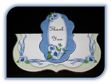 Pansies and Blue Ribbons No Hole Over the Top Card by Rae Trees
