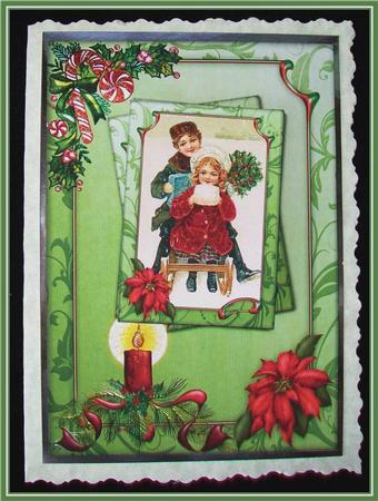 Vintage Christmas - Sledging Children by Rae Trees