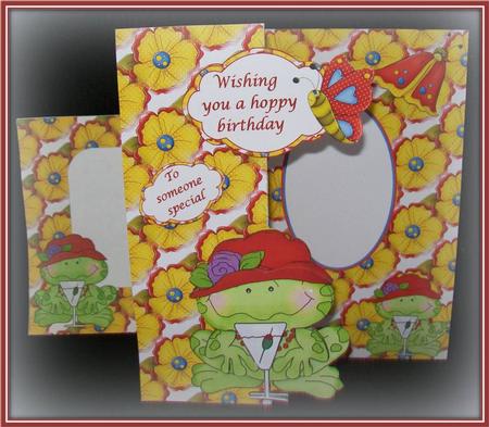 Hoppy Frogs Birthday Cut Out Foldbacl Kit by Rae Trees