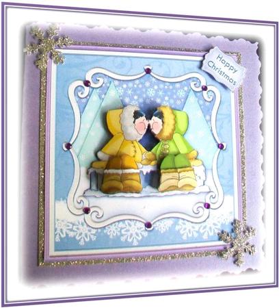 Christmas Eskimo Kiss Card Topper & Decoupage by Rae Trees