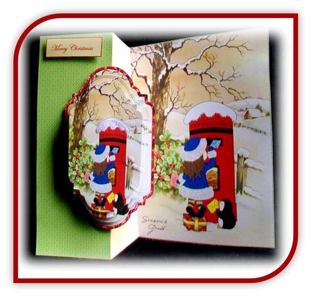 Santa's Postbox No Hole Fold Back Card by Rae Trees