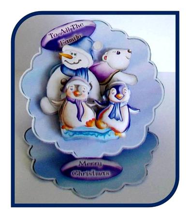 Party Penguins 2 1n 1 Scalloped Easel Card Kit by Rae Trees