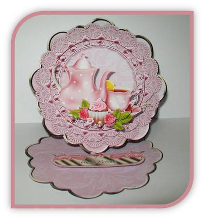 Teatime Pink 2 1n 1 Scalloped Easel Card Kit by Rae Trees