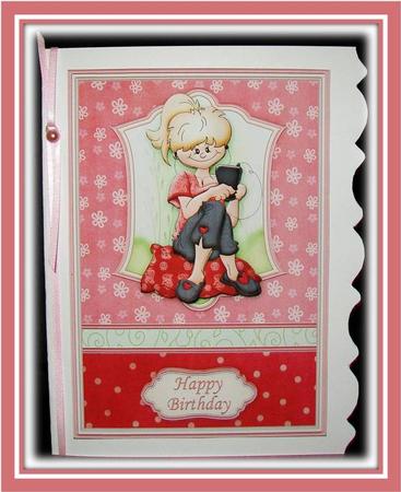 Iphone Girl Birthday Card Topper and Decoupage by Rae Trees