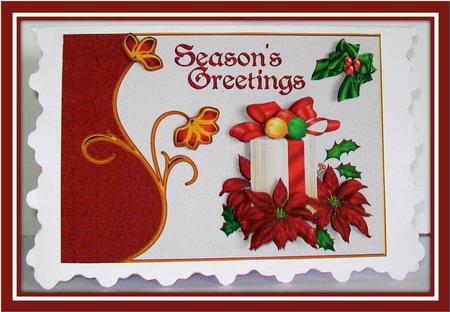 Christmas Gift with Poinsettia and Bow by Rae Trees