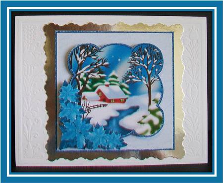 Blue Christmas with Poinsettia by Rae Trees