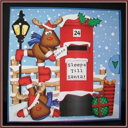3D Xmas Rudolph Sleeps Till Santa Countdown Moveable by Rae Trees