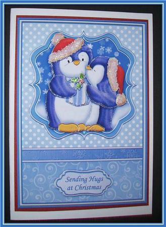 Penguins' Christmas Kiss A5 Decoupage Insert Available by Rae Trees