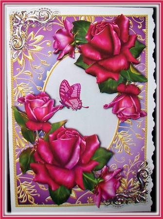 Beautiful Twilight Roses & Gilded Frame by Rae Trees