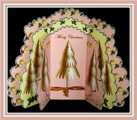 Triple Layer Gatefold - Gold Christmas Trees by Rae Trees