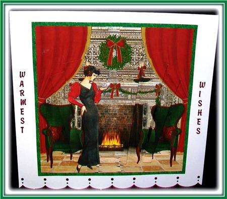 Art Deco Lady Christmas Square Card Front by Rae Trees