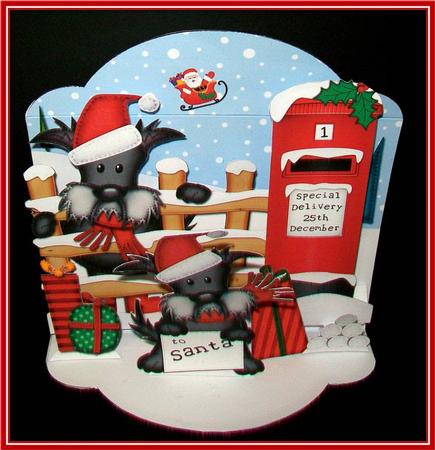 3D Pop Up Front Scottie Dogs Xmas Card Kit by Rae Trees