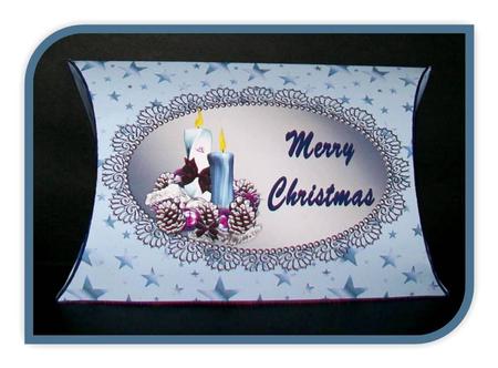 Christmas Candles Blue Pillowbox by Rae Trees