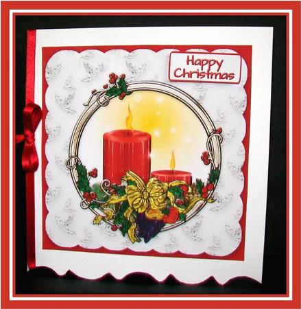 Christmas Candles in Enamelled Frame by Rae Trees