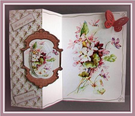 Mixed Vintage Flowers No Hole Foldback Card by Rae Trees