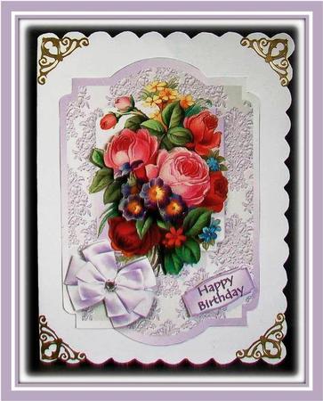 Colourful Bouquet Shaped Card Front by Rae Trees