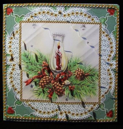 Christmas Candle Lantern Duo Corner Wavy Sq Stacker by Rae Trees