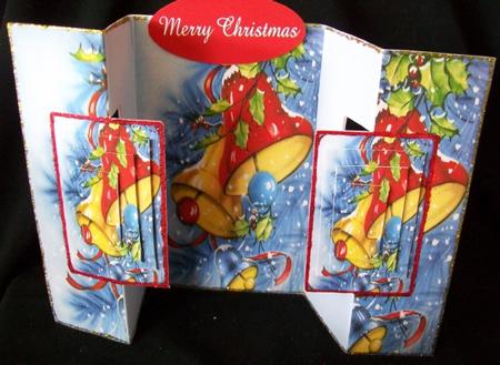 Double Fold Back Christmas Bells Merry Christmas by Rae Trees