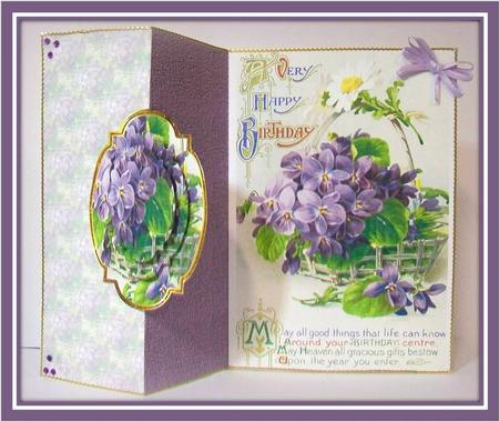Vintage Violets No Hole Fold Back Card by Rae Trees
