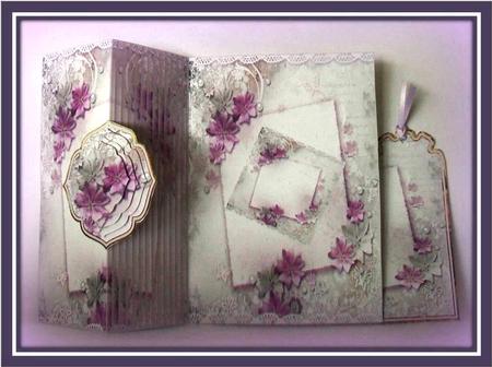 Lace, Flowers and Pearls No Hole Fold Back Card by Rae Trees