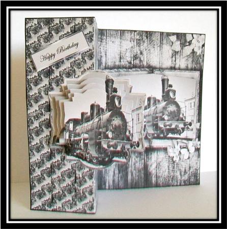 Vintage Steam Train No Hole Fold Back Card by Rae Trees