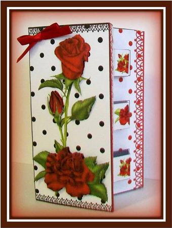 Double Pop Out Card - Romantic Red Roses by Rae Trees