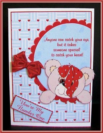 Quirky Off the Edge Valentine Teddy by Rae Trees